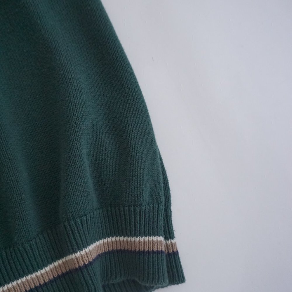 Vintage 90s Steve Strickland fairway sportswear green cotton knit v-neck Vest XL - Picture 4 of 8